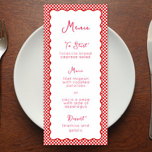 "That's Amore" Italian Red Chequered Whimsical  Menu