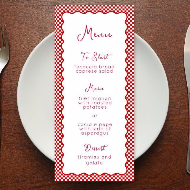 "That's Amore" Italian Red Chequered Whimsical  Menu (Creator Uploaded)