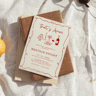 That's Amore Italian Red Hand Drawn Bridal Shower Invitation