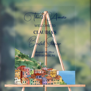 That's Amore Italian Riviera Bridal Shower Welcome Acrylic Sign