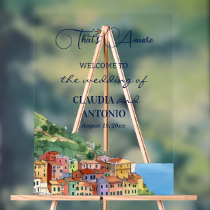 That's Amore Italian Riviera Wedding Welcome Acrylic Sign