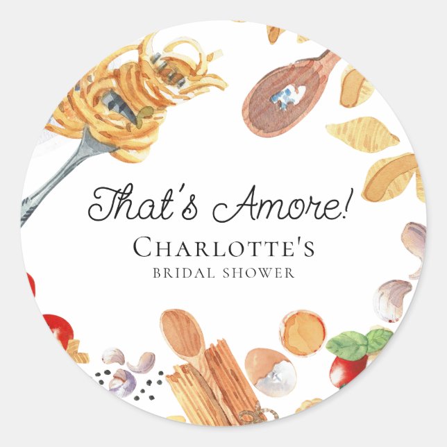 That's Amore Italian Script Bridal Shower Classic Round Sticker (Front)