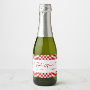 That's Amore! Italian Themed Red Custom Wedding Sparkling Wine Label