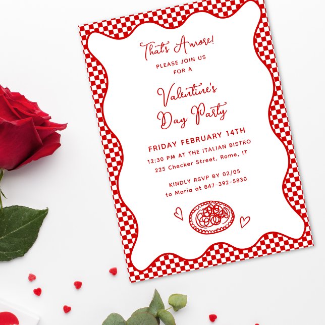 That's Amore! Italian Valentine's Day Party Red  Invitation (Creator Uploaded)