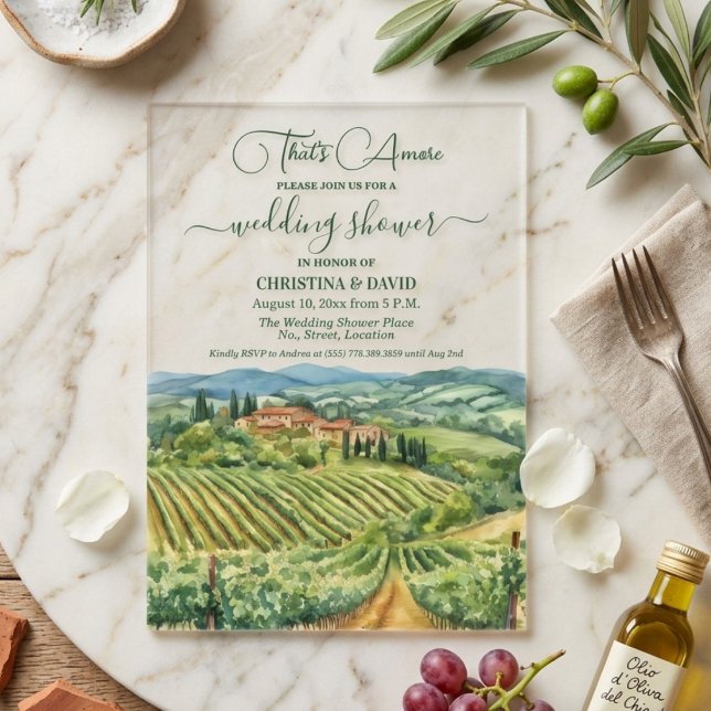 That's Amore Italian Vineyard Wedding Shower Acrylic Invitations (Creator Uploaded)