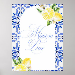 That's Amore Lemon Italian Blue Tile Bridal Shower Poster