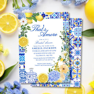 Thats amore mediterranean blue tiles bridal shower invitation