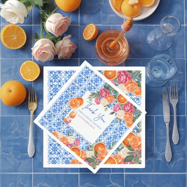 Thats amore mediterranean blue tiles bridal shower napkin (Creator Uploaded)