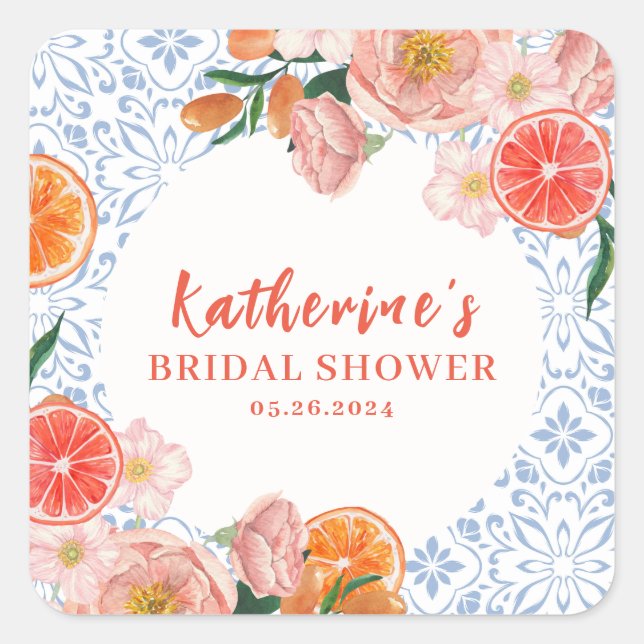 Thats amore mediterranean citrus Bridal shower  Square Sticker (Front)