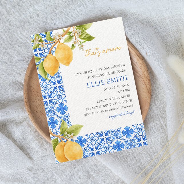That's amore | Mediterranean Lemon Bridal Shower  Invitation (thats amore bridal shower invitation lemon italy)
