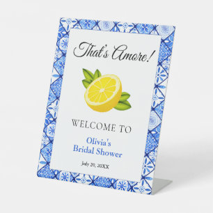 That's Amore   Mediterranean Lemon Bridal Shower Pedestal Sign