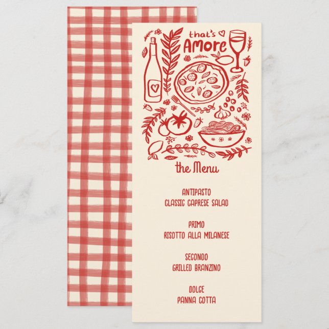 That's Amore Menu CUSTOM Hand-drawn Italian Food (Front/Back)