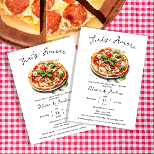 That's amore Pizza Casual Italian Rehearsal Dinner Invitation (Creator Uploaded)