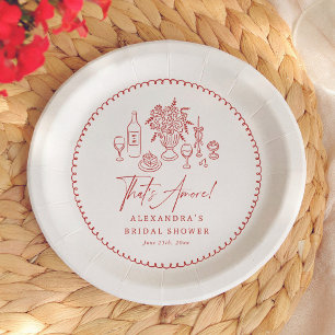 That's Amore Pizza & Wine Bridal Shower Paper Plate