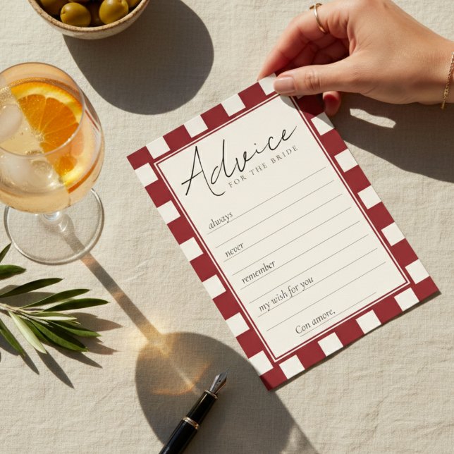 That's Amore Red Checkered Bridal Shower  Advice Card (That's Amore Red Checkered Bridal Shower Advice Card)