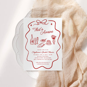 That's Amore Red Doodle Frame, Blank Back Shower Invitation