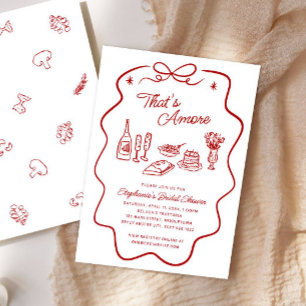 That's Amore Red Doodle Frame Bridal Shower Invitation