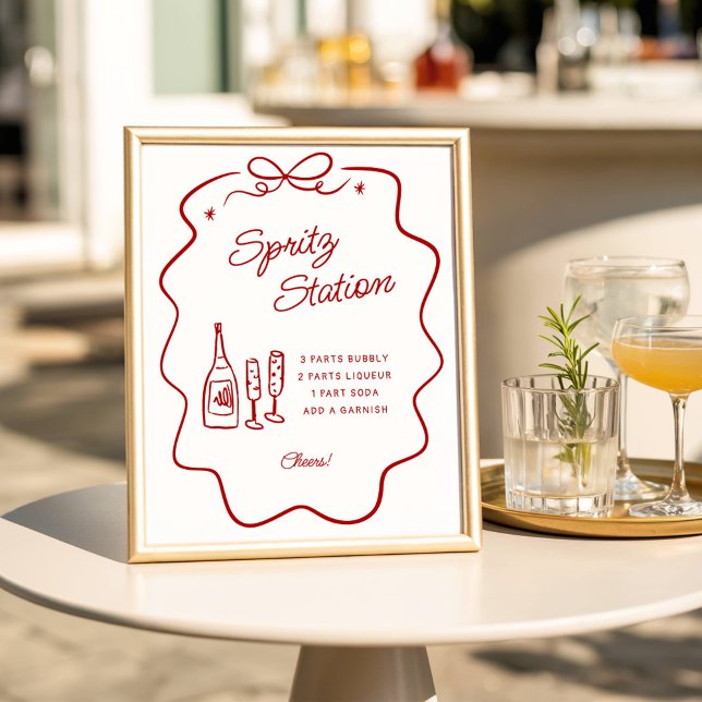 That's Amore Red Doodle Frame Spritz Station Small Poster (Creator Uploaded)