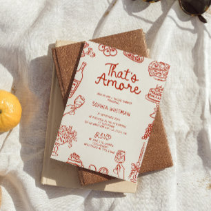 That's Amore Red Illustrated Bridal Shower Invitation