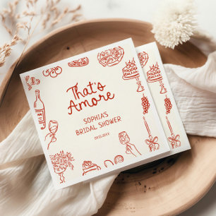 That's Amore Red Illustrated Bridal Shower Napkin