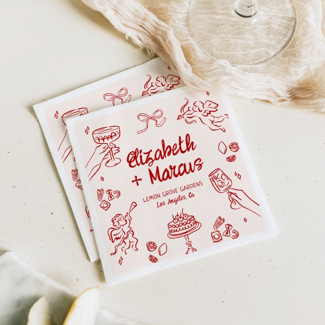That's Amore! Red Italian Engagement Napkin (Creator Uploaded)