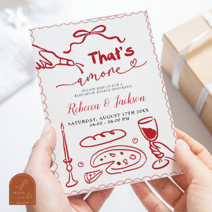 That's Amore Red Italian Pizza Rehearsal Dinner Invitation