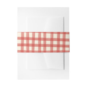 That's Amore Red Plaid Gingham Custom  Invitation Belly Band