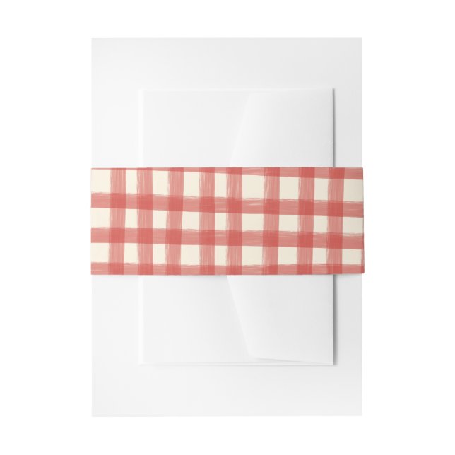 That's Amore Red Plaid Gingham Custom  Invitation Belly Band (Front Example)