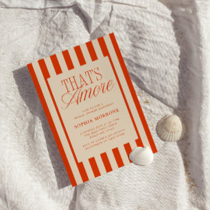 That's Amore Red Stripes Bridal Shower Invitation