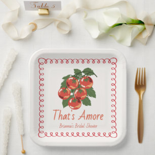 That's Amore Red Tomato Italian Bridal Shower Paper Plate