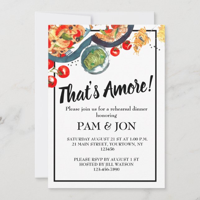 That's Amore! Rehearsal Brunch Dinner Invitation (Front)