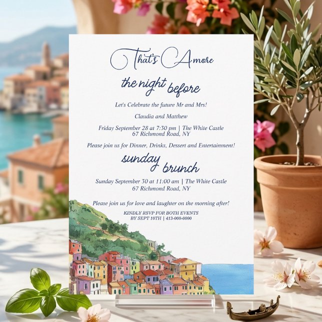 That's Amore Rehearsal Dinner & Sunday Brunch Invitation (Creator Uploaded)