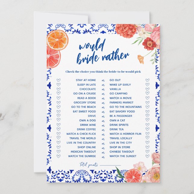 Thats amore shower would rather bride game card (Front)