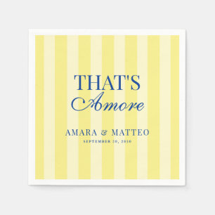 That's Amore Striped Blue & Yellow Wedding Napkin