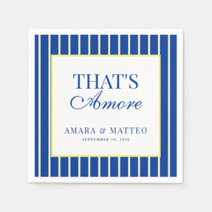 That's Amore Striped Blue & Yellow Wedding Napkin