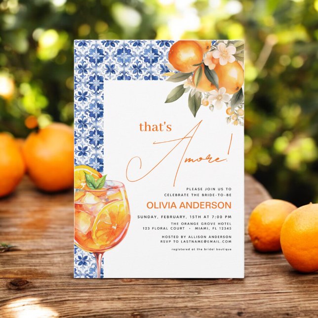 That's Amore Watercolor Spritz Bridal Shower Invitation (Creator Uploaded)