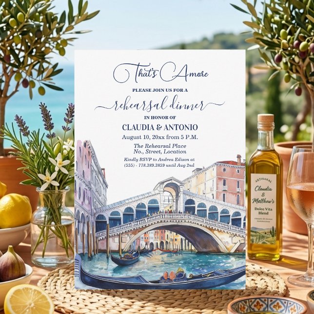 That's Amore Watercolor Venice Rehearsal Dinner Invitation (Creator Uploaded)