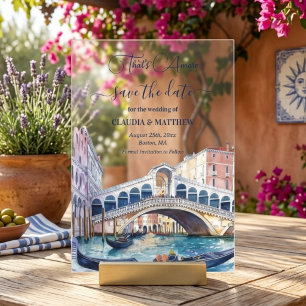 That's Amore Watercolor Venice Save The Date Acrylic Invitations