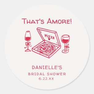 That's Amore Whimsical Hand Drawn Bridal Shower Classic Round Sticker