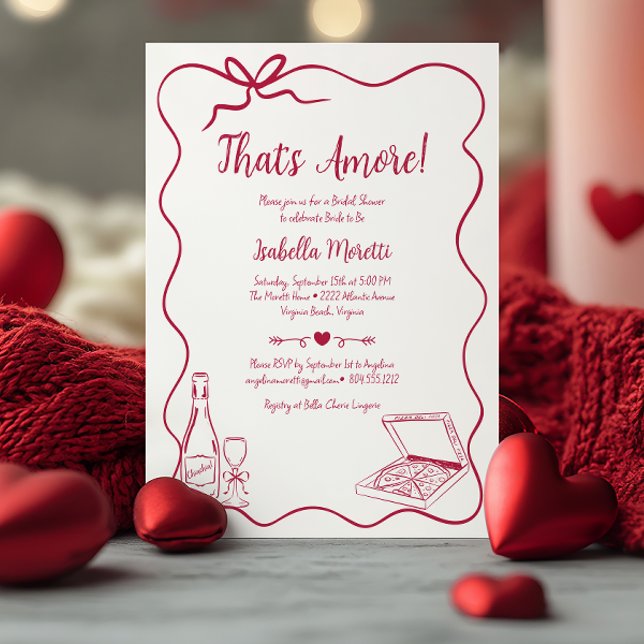 That's Amore Whimsical Hand Drawn Bridal Shower Invitation (That's Amore Bridal Shower Invitation)