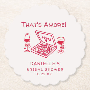 That's Amore Whimsical Hand Drawn Bridal Shower Paper Coaster