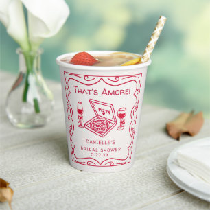 That's Amore Whimsical Hand Drawn Bridal Shower Paper Cups