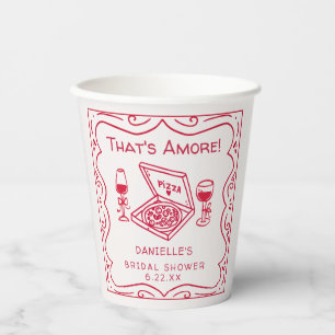 That's Amore Whimsical Hand Drawn Bridal Shower Paper Cups