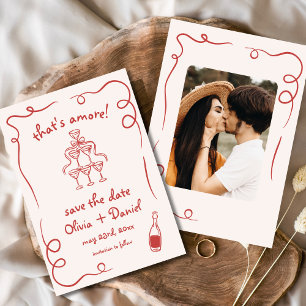 That's Amore Whimsical Hand Drawn Photo  Save The Date