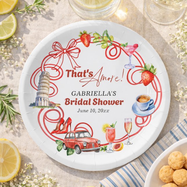 That's Amore Whimsical Italian Bridal Shower Paper Plate (Creator Uploaded)
