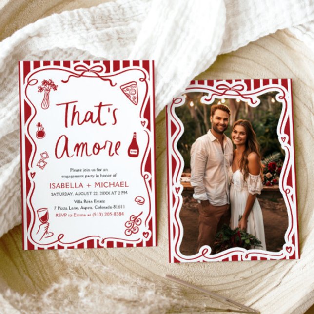 That's Amore Whimsical Italian Engagement Party Invitation (Watercolor That's Amore Whimsical Italian Engagement Party Invitation)