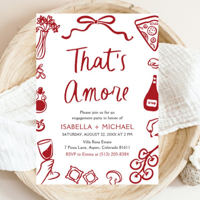 That's Amore Whimsical Italian Engagement Party Invitation (Watercolor That's Amore Whimsical Italian Engagement Party Invitation)