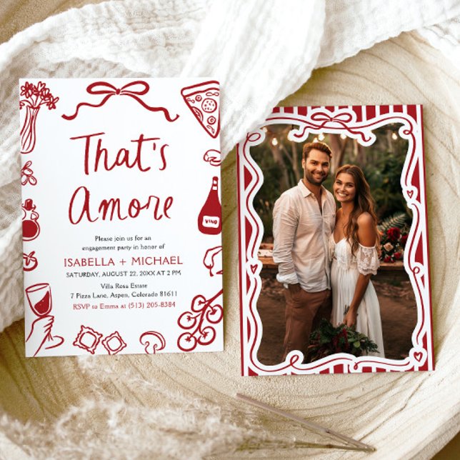 That's Amore Whimsical Italian Engagement Party Invitation (Watercolor That's Amore Whimsical Italian Engagement Party Invitation)