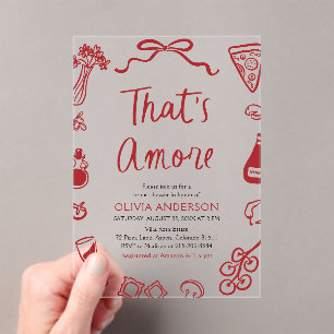 That's Amore Whimsical Italian Pizza Bridal Shower Acrylic Invitations