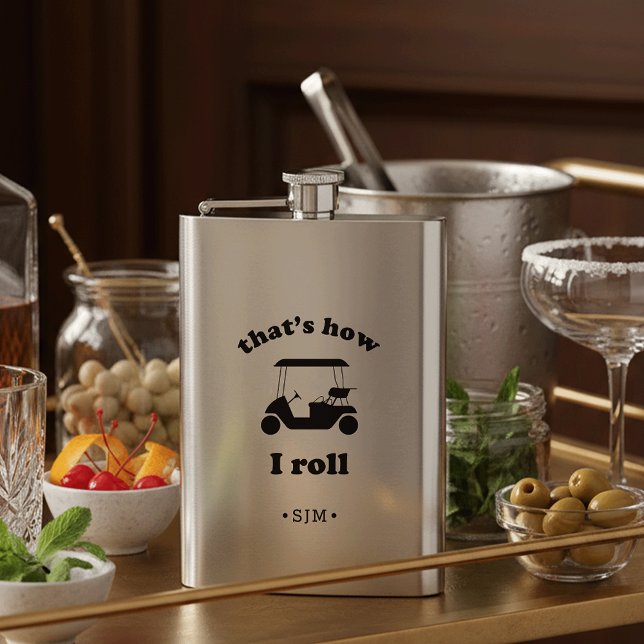That's How I Roll | Monogrammed Golf Hip Flask (Creator Uploaded)